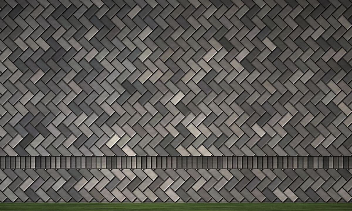 The finished herringbone paver terrace